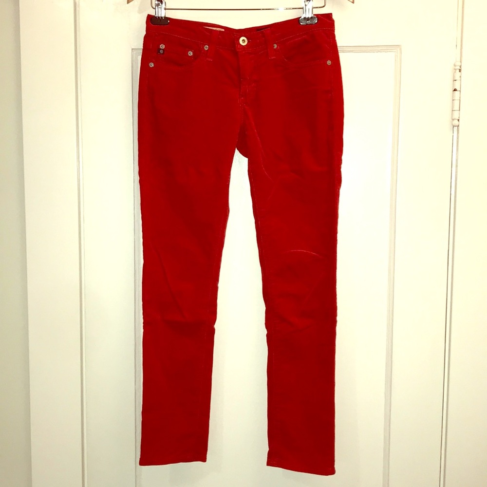 The Stevie Ankle AG red fine-wale cord pants, 26R